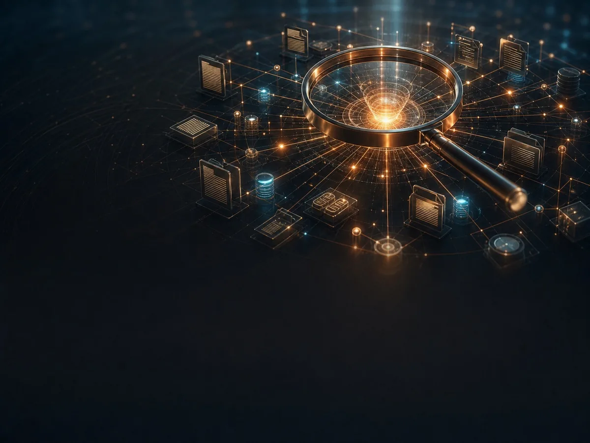 Cinematic enterprise knowledge network converging into a search lens