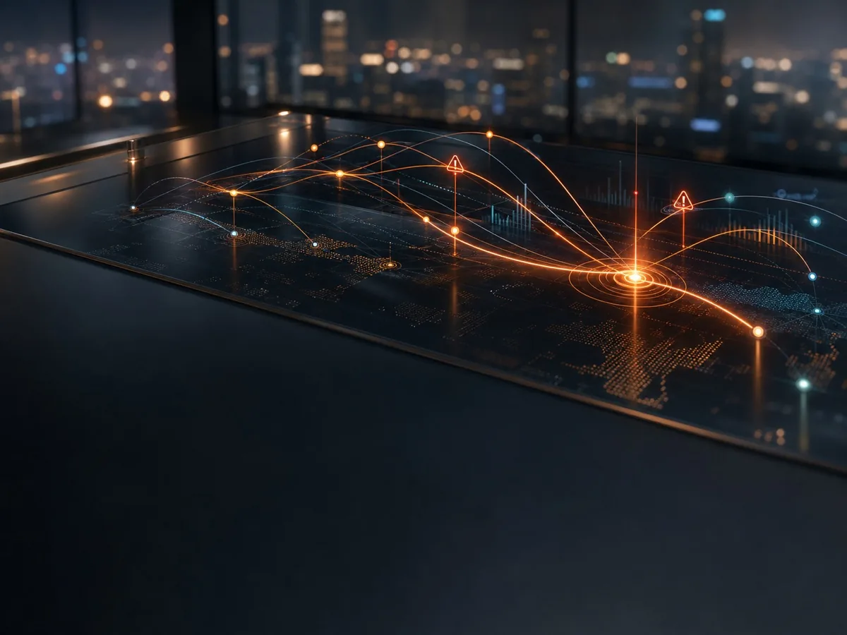 Executive insight surface highlighting trends risks and decision points