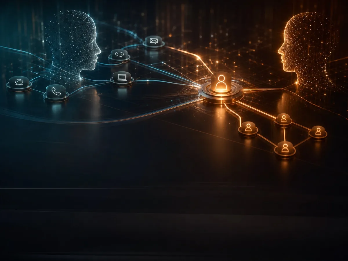 Customer and employee service channels connected through intelligent routing