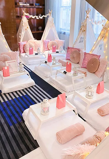 Pink and Glam theme luxury sleepover