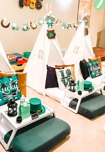St Patrick's theme luxury sleepover