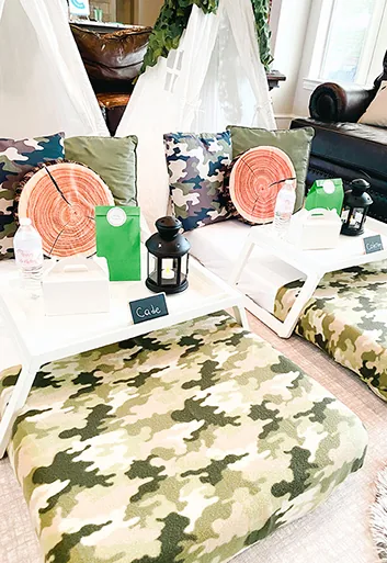 Camo theme luxury sleepover