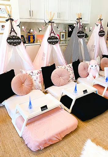 Paris theme luxury sleepover