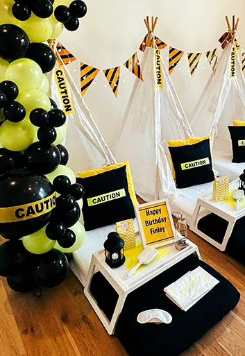Caution theme luxury sleepover