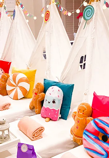 Candyland theme luxury sleepover