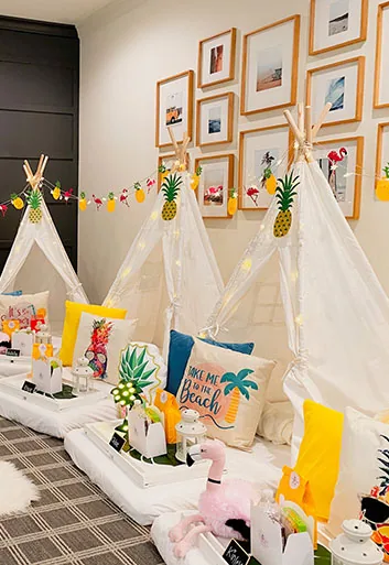 Beach Pineapple theme luxury sleepover