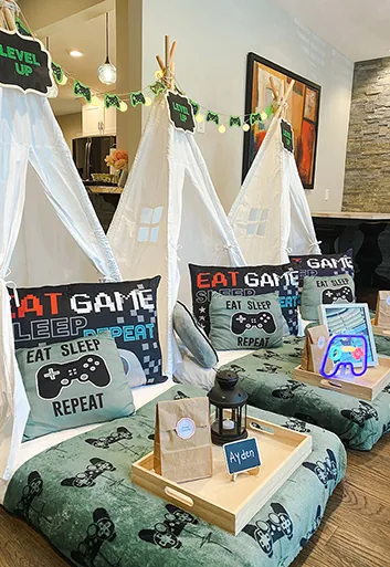 Level Up theme luxury sleepover